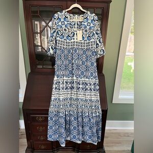 Tuckernuck Blue and White Floral Maxi Dress